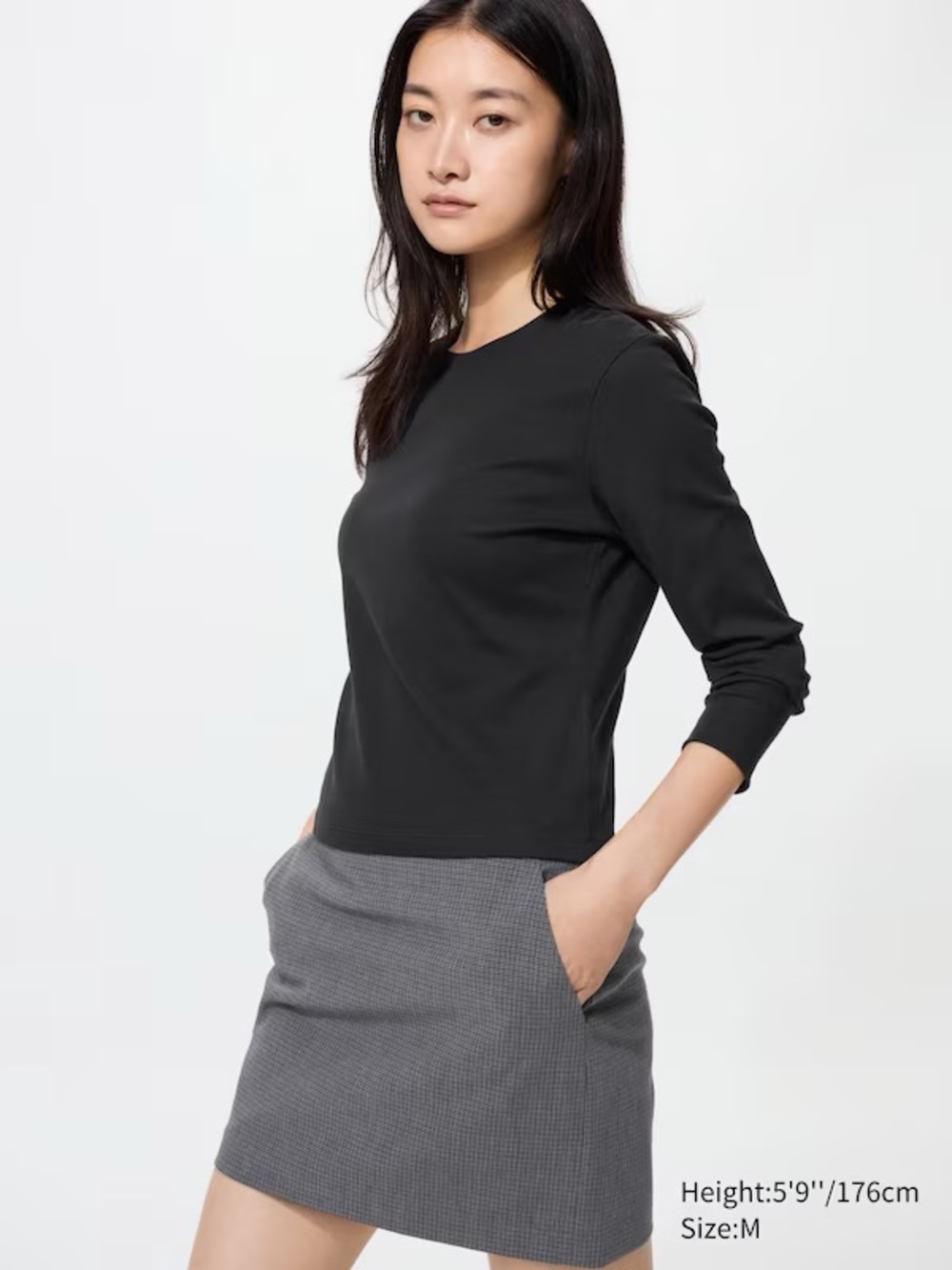 Uniqlo Black Women's Long-Sleeve Crew Top